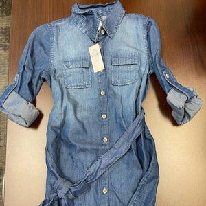 BRAND NEW JUSTICE CUFFED SLEEVE DENIM DRESS SIZE 6